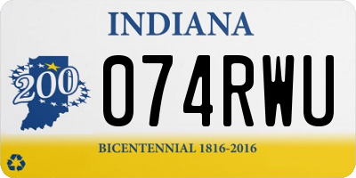 IN license plate 074RWU