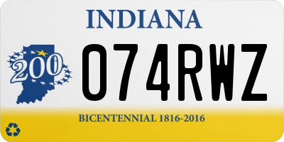 IN license plate 074RWZ