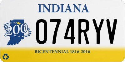 IN license plate 074RYV