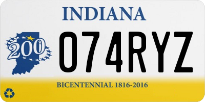 IN license plate 074RYZ
