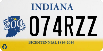 IN license plate 074RZZ