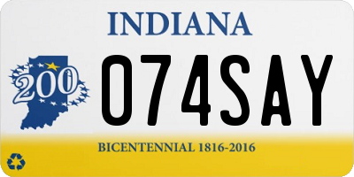 IN license plate 074SAY