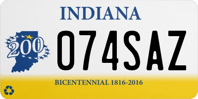 IN license plate 074SAZ