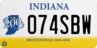 IN license plate 074SBW