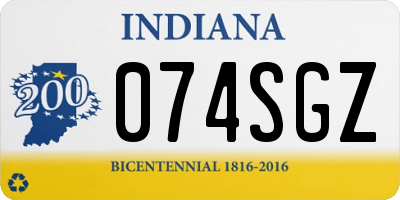 IN license plate 074SGZ