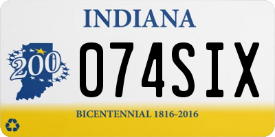 IN license plate 074SIX