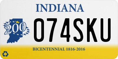 IN license plate 074SKU