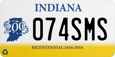 IN license plate 074SMS