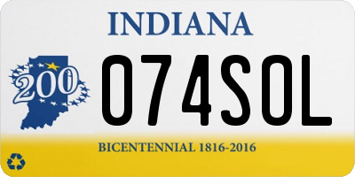 IN license plate 074SOL