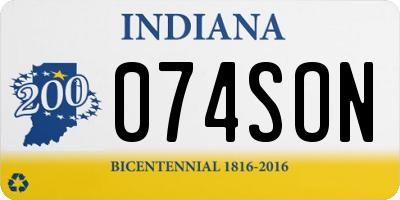 IN license plate 074SON
