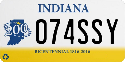 IN license plate 074SSY