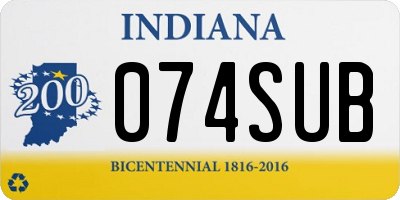 IN license plate 074SUB