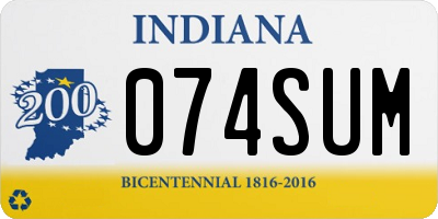 IN license plate 074SUM