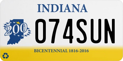 IN license plate 074SUN