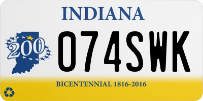 IN license plate 074SWK