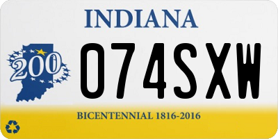 IN license plate 074SXW
