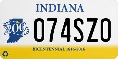 IN license plate 074SZO