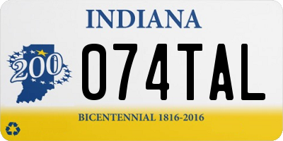 IN license plate 074TAL