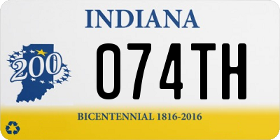 IN license plate 074TH