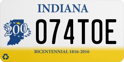 IN license plate 074TOE