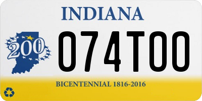 IN license plate 074TOO