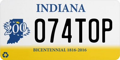 IN license plate 074TOP