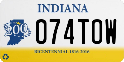 IN license plate 074TOW