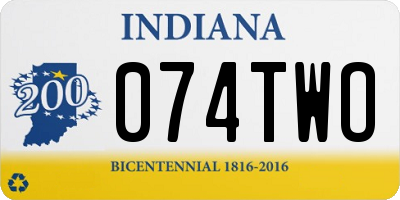 IN license plate 074TWO
