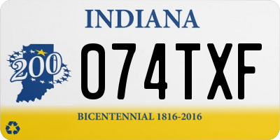 IN license plate 074TXF