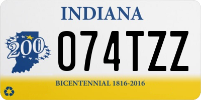 IN license plate 074TZZ