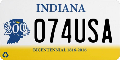 IN license plate 074USA