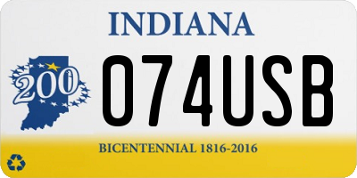 IN license plate 074USB
