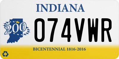 IN license plate 074VWR