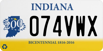 IN license plate 074VWX