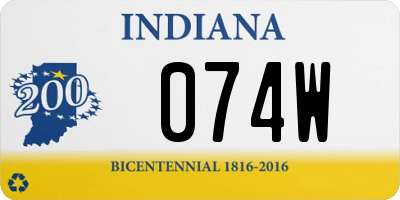 IN license plate 074W