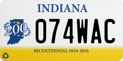 IN license plate 074WAC