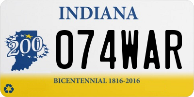 IN license plate 074WAR