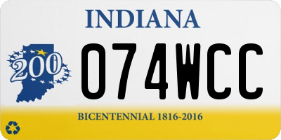 IN license plate 074WCC