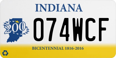 IN license plate 074WCF
