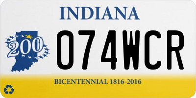 IN license plate 074WCR