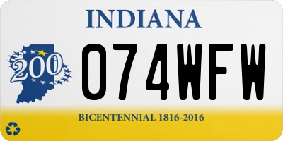IN license plate 074WFW