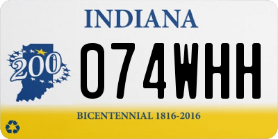 IN license plate 074WHH