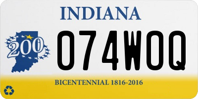 IN license plate 074WOQ