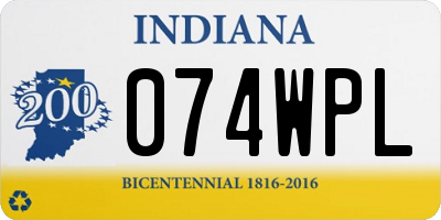 IN license plate 074WPL