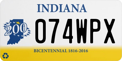 IN license plate 074WPX