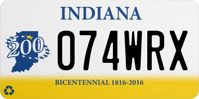 IN license plate 074WRX