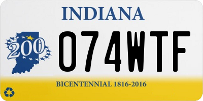 IN license plate 074WTF