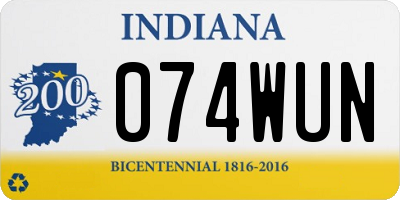 IN license plate 074WUN