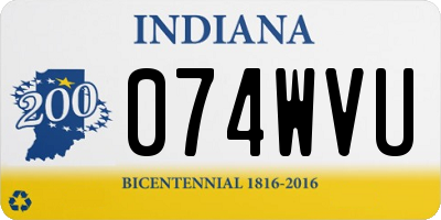 IN license plate 074WVU