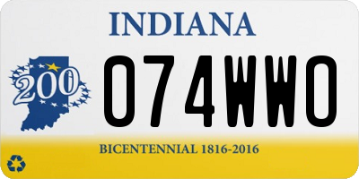 IN license plate 074WWO
